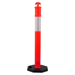 VEVOR 3 Pack Traffic Delineator Posts, 48 inches Traffic Safety Cones with Weighted Base and Reflective Strips, Heavy Duty Delineator Posts for Construction Site, Parking Lot, Crowd Control, Green