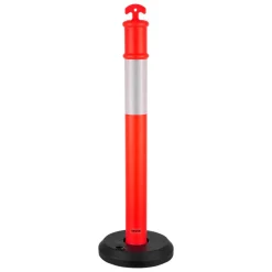 VEVOR 2 Pack Traffic Delineator Posts, 48 inches Traffic Safety Cones with Weighted Base and Reflective Strips, Heavy Duty Delineator Posts for Construction Site, Parking Lot, Crowd Control, Red
