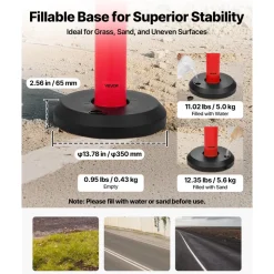 VEVOR 6Pack Traffic Delineator Posts 44 Inch Height, PE Delineator Cones Post Kit 10 inch Reflective Band, Delineators Post with Rubber Base 16 inch for Construction Sites, Facility Management etc.