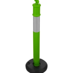 VEVOR 3 Pack Traffic Delineator Posts, 48 inches Traffic Safety Cones with Fillable Base and Reflective Strips, Heavy Duty Delineator Posts for Construction Site, Parking Lot, Crowd Control, Green