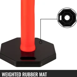 VEVOR 3Pack Traffic Delineator Posts 44 Inch Height, Orange Delineator Cones with Rubber Base 16 inch, PE Delineator Post Kit 10 inch Reflective Band for Construction Sites, Facility Management etc.
