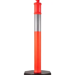 VEVOR 3Pack Traffic Delineator Posts 44 Inch Height, Orange Delineator Cones with Rubber Base 16 inch, PE Delineator Post Kit 10 inch Reflective Band for Construction Sites, Facility Management etc.