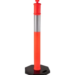 VEVOR 3Pack Traffic Delineator Posts 44 Inch Height, Orange Delineator Cones with Rubber Base 16 inch, PE Delineator Post Kit 10 inch Reflective Band for Construction Sites, Facility Management etc.