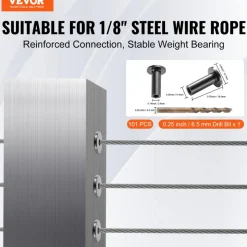 VEVOR 101 Pack T316 Stainless Steel Protector Sleeves for 1/8