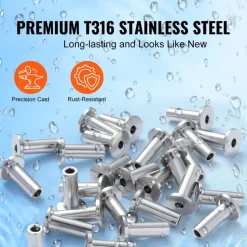 VEVOR 121 Pack T316 Stainless Steel Protector Sleeves for 1/8