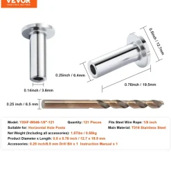 VEVOR 121 Pack T316 Stainless Steel Protector Sleeves for 1/8