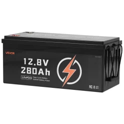 VEVOR 2 Pack 12V 280Ah LiFePO4 Battery, Up to 15000 Cycles, Deep Cycle Lithium Iron Phosphate Battery with Built-in BMS, Low Temp Protection, 10 Years Lifetime, for Solar Off-Grid Home Energy Storage