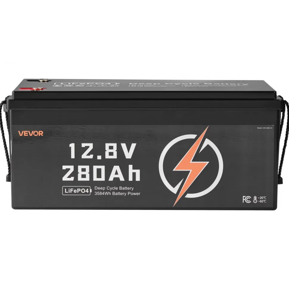 VEVOR 2 Pack 12V 280Ah LiFePO4 Battery, Up to 15000 Cycles, Deep Cycle Lithium Iron Phosphate Battery with Built-in BMS, Low Temp Protection, 10 Years Lifetime, for Solar Off-Grid Home Energy Storage