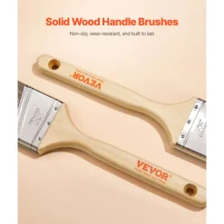 VEVOR Paint Brushes, 12 Piece Angle Paint Brush, Treated Wood Handle, Paint Brush Set for All Latex and Oil Paints & Stains, Wood Stain Brushes for Cabinets, Walls, Fences, Interior & Exterior Use