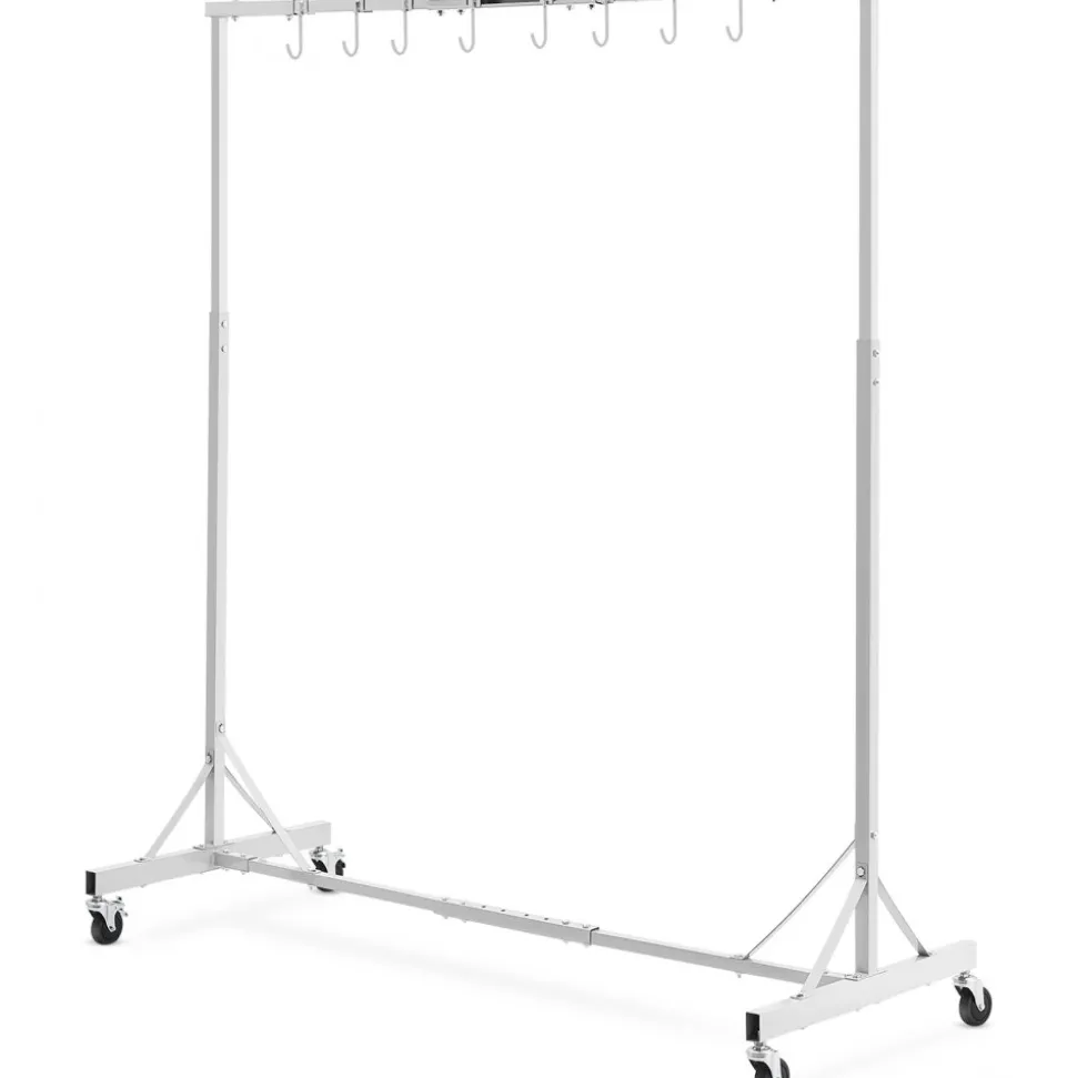 VEVOR Painting Rack, 5 ft-7 ft Adjustable Height, 66 lbs Capacity Automotive Paint Rack Stand, 8 Hooks Painting Drying Rack with 4 Swiveling Wheels, Auto Body Stand for Auto Repair Shops & Garage