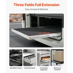 VEVOR 1 Pair Full Extension Drawer Slides 18 20 22 28 30 32 36 38 40 44 48 52 56 60 in, 500 lbs Load Capacity Locking Drawer Slides, Ball Bearing with Lock Side Mount Drawer Slide Rail