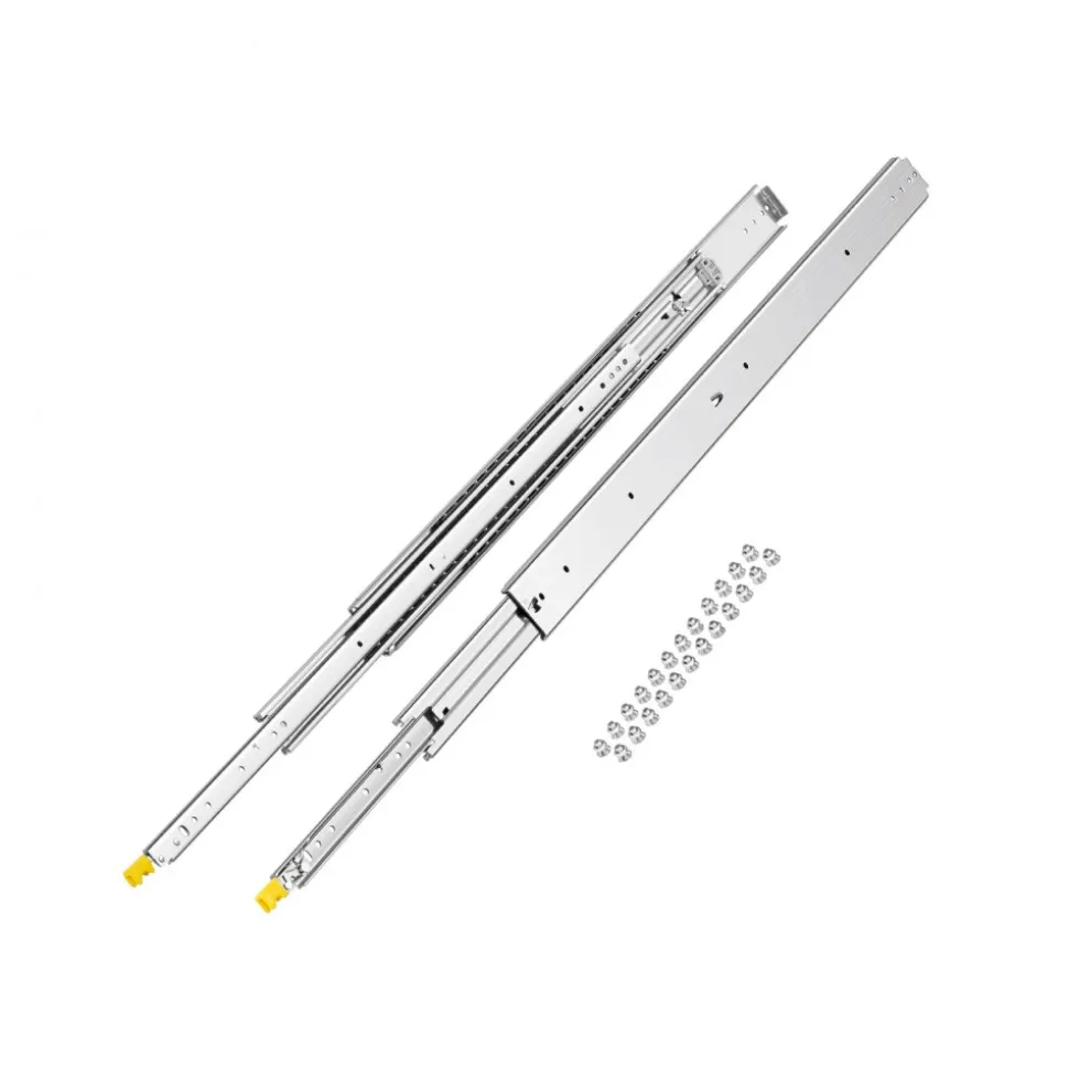 VEVOR 1 Pair Full Extension Drawer Slides 18 20 22 28 30 32 36 38 40 44 48 52 56 60 in, 500 lbs Load Capacity Locking Drawer Slides, Ball Bearing with Lock Side Mount Drawer Slide Rail