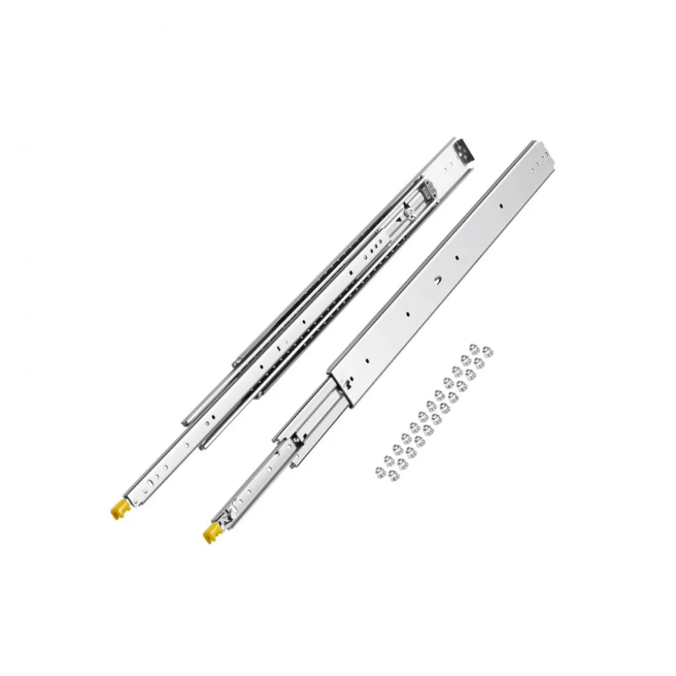 VEVOR 1 Pair Full Extension Drawer Slides 18 20 22 28 30 32 36 38 40 44 48 52 56 60 in, 500 lbs Load Capacity Locking Drawer Slides, Ball Bearing with Lock Side Mount Drawer Slide Rail