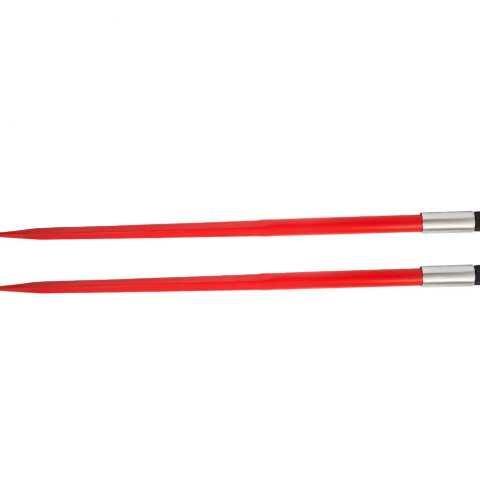 VEVOR Pair Hay Spear 49" Bale Spear 3000 lbs Capacity, Bale Spike Quick Attach Square Hay Bale Spears 1 3/4", Red Coated Bale Forks, Bale Hay Spike with Hex Nut & Sleeve for Buckets Tractors Loaders