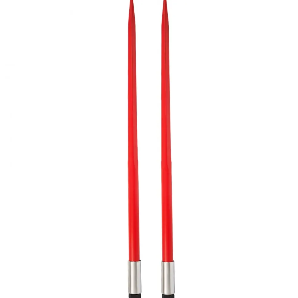 VEVOR Pair Hay Spear 49" Bale Spear 3000 lbs Capacity, Bale Spike Quick Attach Square Hay Bale Spears 1 3/4", Red Coated Bale Forks, Bale Hay Spike with Hex Nut & Sleeve for Buckets Tractors Loaders