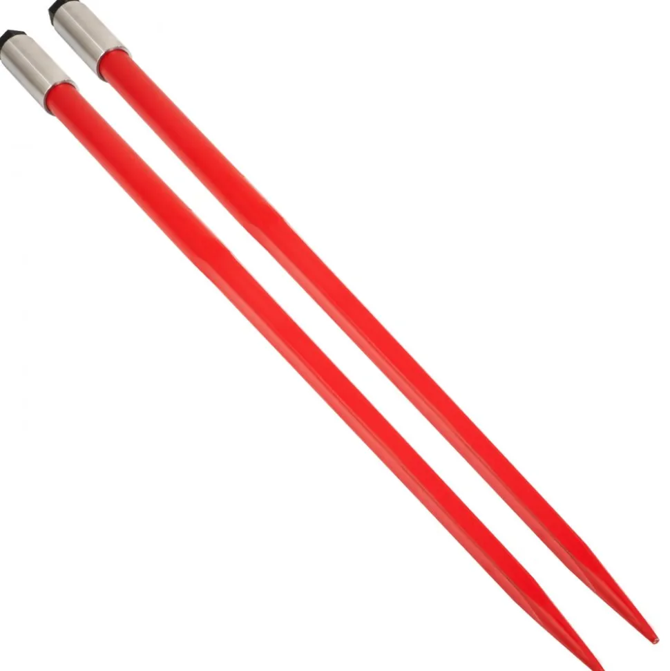 VEVOR Pair Hay Spear 49" Bale Spear 3000 lbs Capacity, Bale Spike Quick Attach Square Hay Bale Spears 1 3/4", Red Coated Bale Forks, Bale Hay Spike with Hex Nut & Sleeve for Buckets Tractors Loaders