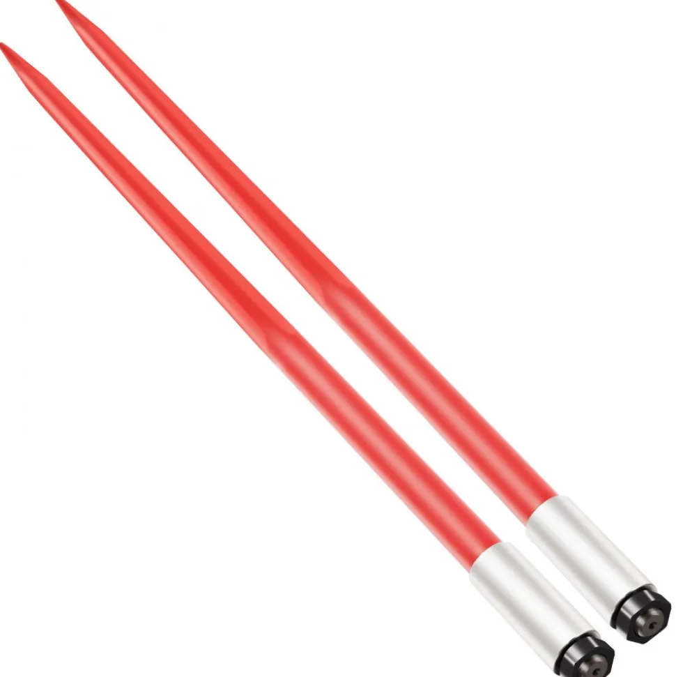 VEVOR Pair Hay Spear 49" Bale Spear 3000 lbs Capacity, Bale Spike Quick Attach Square Hay Bale Spears 1 3/4", Red Coated Bale Forks, Bale Hay Spike with Hex Nut & Sleeve for Buckets Tractors Loaders
