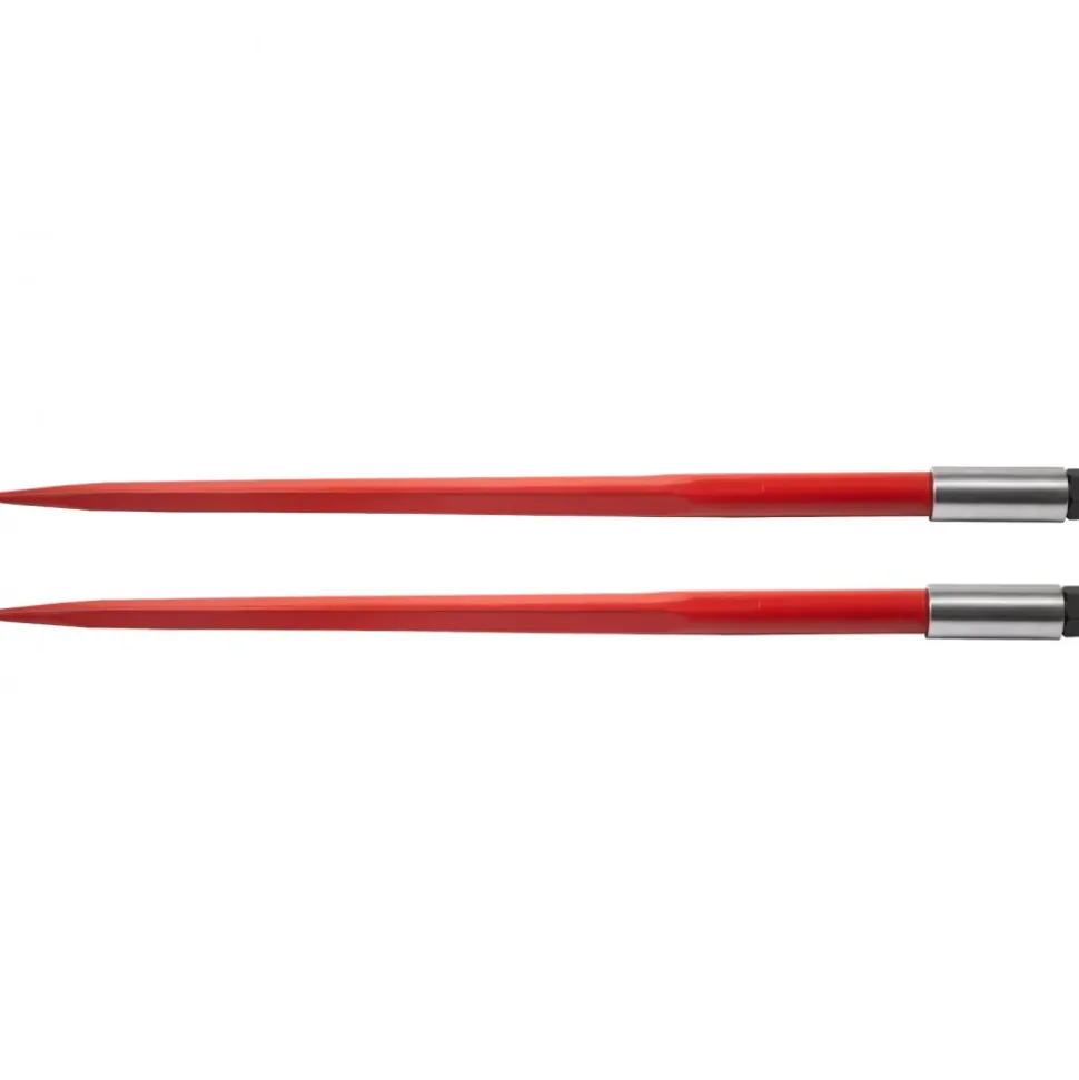VEVOR Pair Hay Spear 43" Bale Spear 3000 lbs Capacity, Bale Spike Quick Attach Square Hay Bale Spears 1 3/4", Red Coated Bale Forks, Bale Hay Spike with Hex Nut & Sleeve for Buckets Tractors Loaders