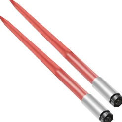 VEVOR Pair Hay Spear 43" Bale Spear 3000 lbs Capacity, Bale Spike Quick Attach Square Hay Bale Spears 1 3/4", Red Coated Bale Forks, Bale Hay Spike with Hex Nut & Sleeve for Buckets Tractors Loaders