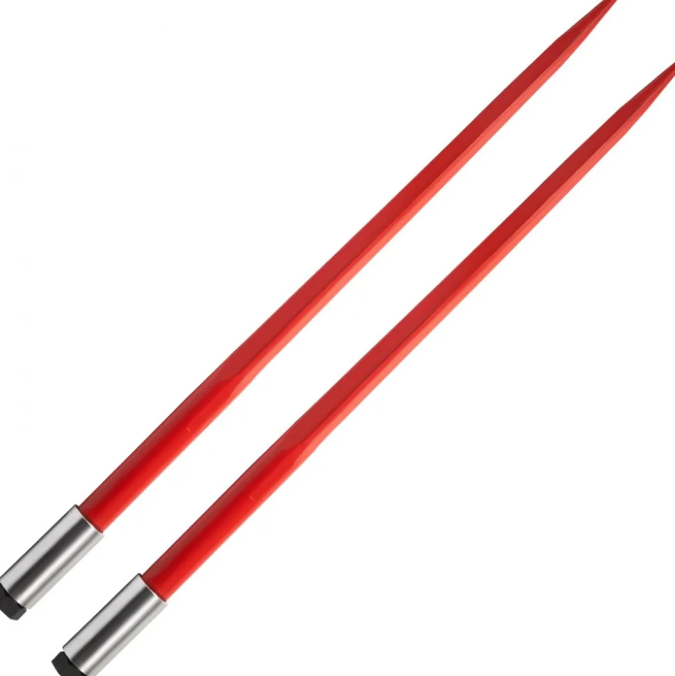 VEVOR Pair Hay Spear 43" Bale Spear 3000 lbs Capacity, Bale Spike Quick Attach Square Hay Bale Spears 1 3/4", Red Coated Bale Forks, Bale Hay Spike with Hex Nut & Sleeve for Buckets Tractors Loaders
