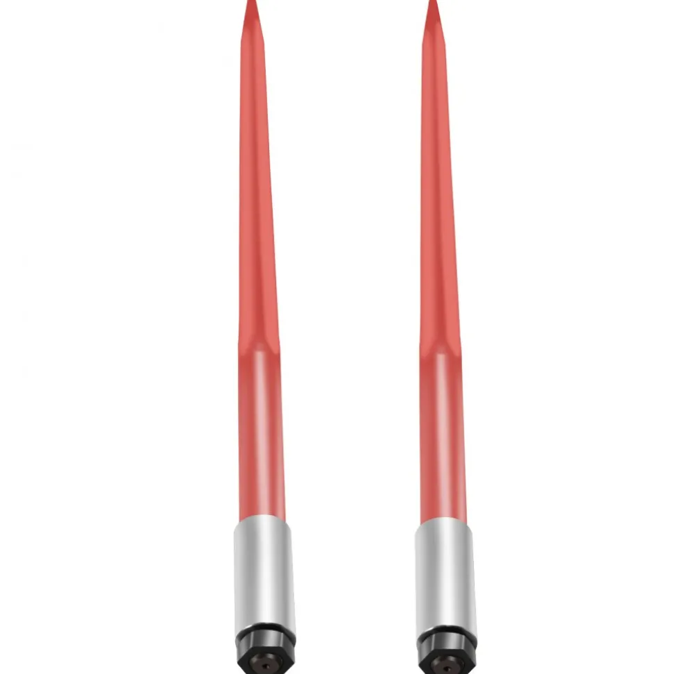 VEVOR Pair Hay Spear 43" Bale Spear 3000 lbs Capacity, Bale Spike Quick Attach Square Hay Bale Spears 1 3/4", Red Coated Bale Forks, Bale Hay Spike with Hex Nut & Sleeve for Buckets Tractors Loaders