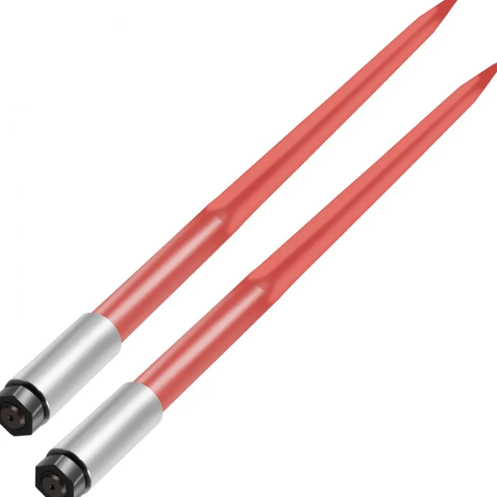 VEVOR Pair Hay Spear 43" Bale Spear 3000 lbs Capacity, Bale Spike Quick Attach Square Hay Bale Spears 1 3/4", Red Coated Bale Forks, Bale Hay Spike with Hex Nut & Sleeve for Buckets Tractors Loaders