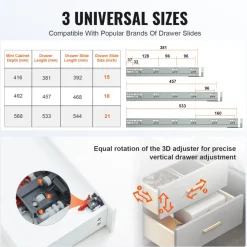 VEVOR 6 Pairs of 15 Inch Drawer Bottom Side Mount Rails, Heavy Duty Full Ball Bearing Extension Steel Track, Soft-Close Noiseless Guide Glides Cabinet Kitchen Runners with Locking Mechanism, 100 Lbs