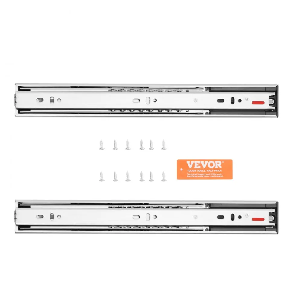 VEVOR 10 Pairs of 16 Inch Drawer Slides Side Mount Rails, Heavy Duty Full Extension Steel Track, Soft-Close Noiseless Guide Glides Cabinet Kitchen Runners with Ball Bearing, 100 Lbs Load Capacity
