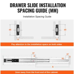 VEVOR 10 Pairs of 18 Inch Drawer Slides Side Mount Rails, Heavy Duty Full Extension Steel Track, Soft-Close Noiseless Guide Glides Cabinet Kitchen Runners with Ball Bearing, 100 Lbs Load Capacity
