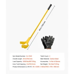 VEVOR Pallet Buster Tool, 41 Inch Carbon Steel Handle Wrecking Pry Bar, 2000 lbs Weight Capacity, Heavy Duty Deck Board Removal Tool, Breaker Bar for Flooring, Framing, Roofing, Trim, Drywall
