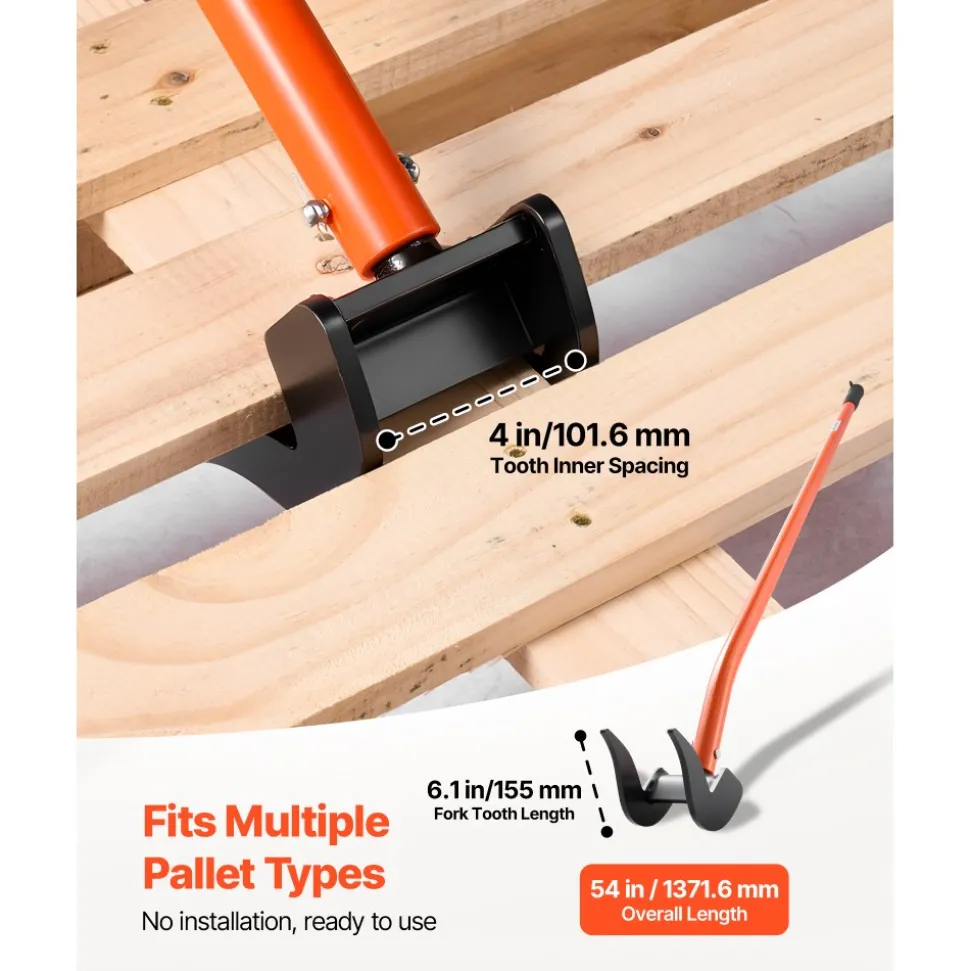 VEVOR Pallet Buster Tool, 44 Inch Carbon Steel Handle Wrecking Pry Bar, 2000 lbs Weight Capacity, Heavy Duty Deck Board Removal Tool, Breaker Bar for Flooring, Framing, Roofing, Trim, Drywall