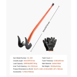 VEVOR Pallet Buster Tool, 44 Inch Carbon Steel Handle Wrecking Pry Bar, 2000 lbs Weight Capacity, Heavy Duty Deck Board Removal Tool, Breaker Bar for Flooring, Framing, Roofing, Trim, Drywall