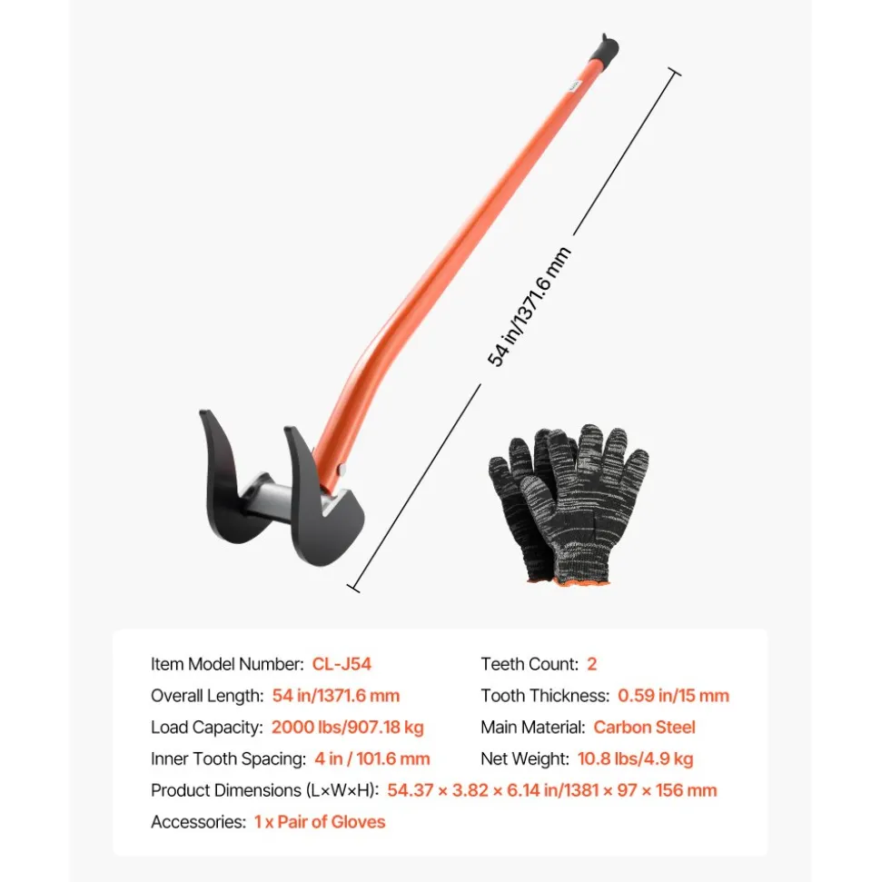 VEVOR Pallet Buster Tool, 44 Inch Carbon Steel Handle Wrecking Pry Bar, 2000 lbs Weight Capacity, Heavy Duty Deck Board Removal Tool, Breaker Bar for Flooring, Framing, Roofing, Trim, Drywall