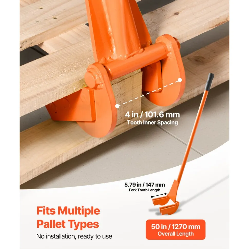 VEVOR Pallet Buster Tool, 40 Inch Carbon Steel Handle Wrecking Pry Bar, 2000 lbs Weight Capacity, Heavy Duty Deck Board Removal Tool, Breaker Bar for Flooring, Framing, Roofing, Trim, Drywall