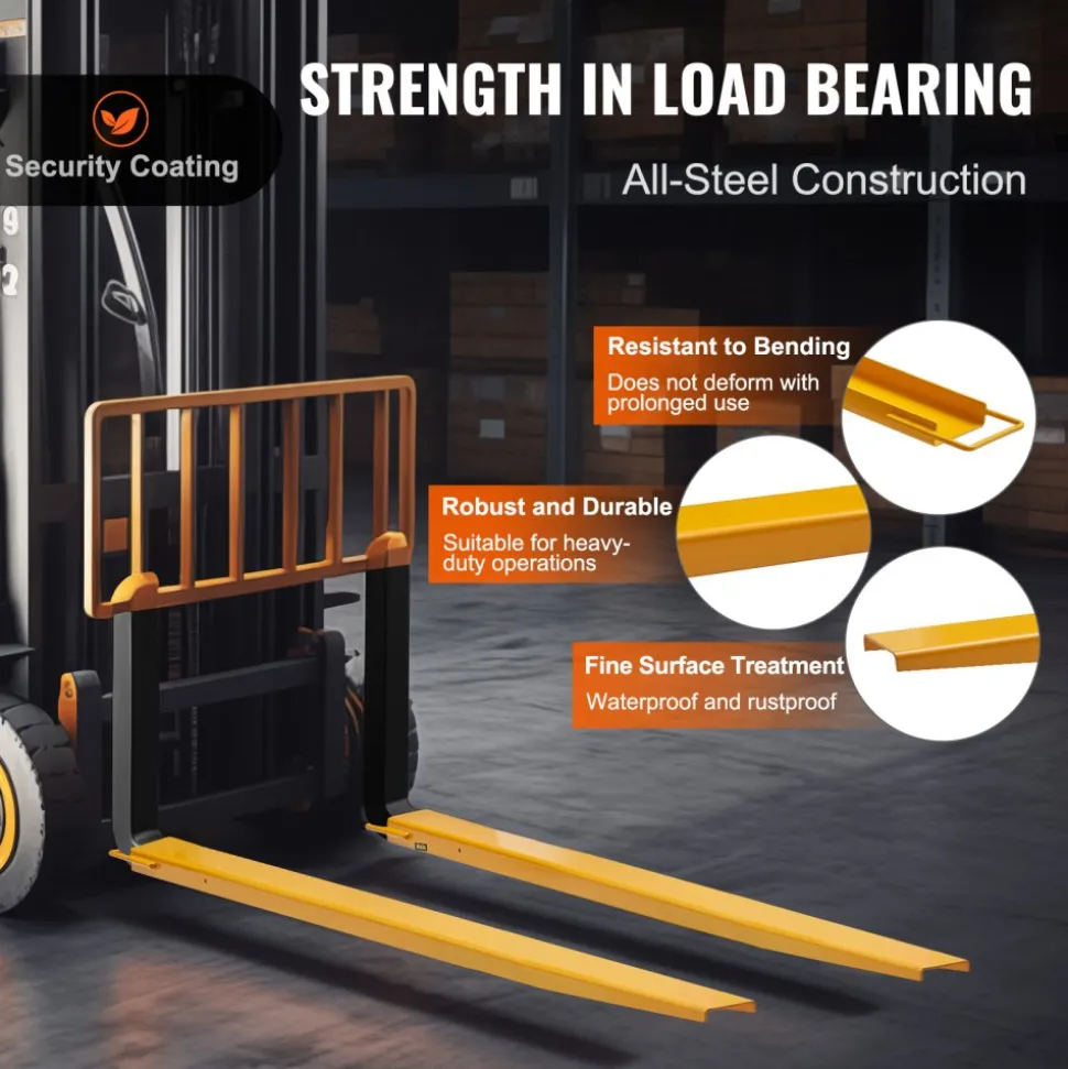 VEVOR Pallet Fork Extensions, 82" Length 4.5" Width, Heavy Duty Carbon Steel Fork Extensions for Forklifts, 1 Pair Forklift Extensions with Pins, Forklift Fork Attachments for Forklift Truck, Red