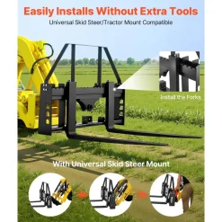 VEVOR Pallet Fork Frame Attachment with 48-inch Skid Steer Pallet Forks 4000 lbs