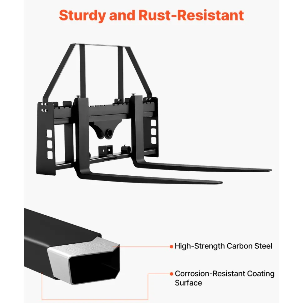 VEVOR Pallet Fork Frame Attachment with 48-inch Skid Steer Pallet Forks 4000 lbs