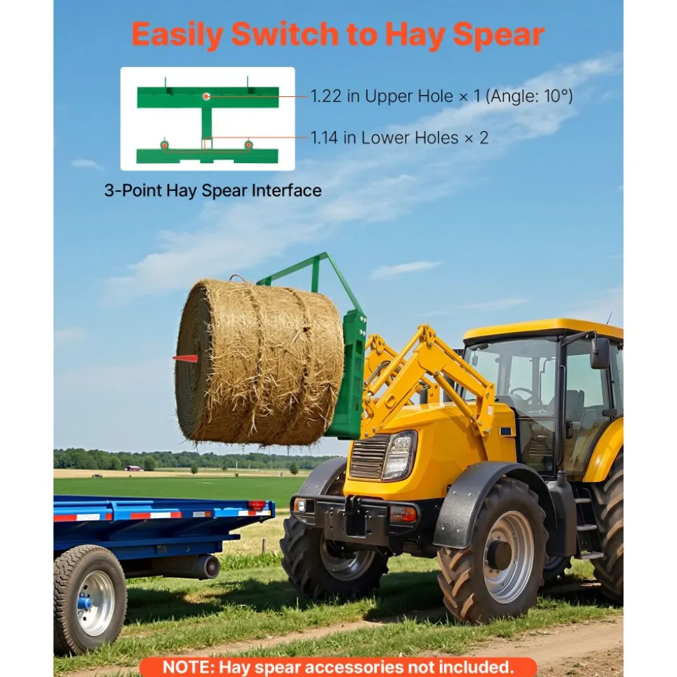 VEVOR Pallet Fork Frame Attachment with 36-inch Skid Steer Forks for JD Tractors