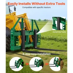 VEVOR Pallet Fork Frame Attachment with 36-inch Skid Steer Forks for JD Tractors