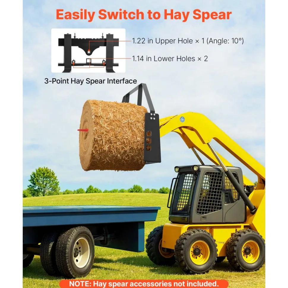 VEVOR Pallet Fork Frame Attachment with 42-inch Skid Steer Pallet Forks 4000 lbs