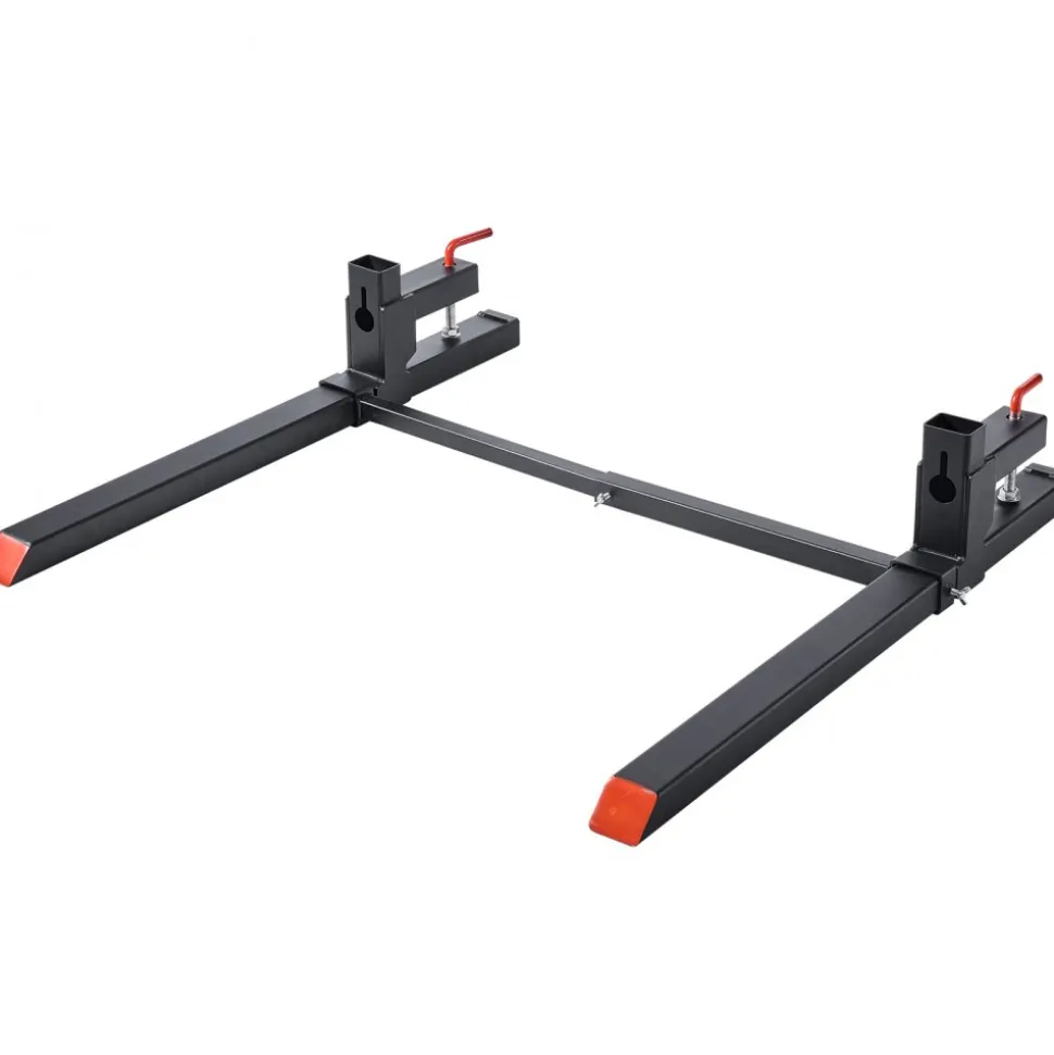 VEVOR Pallet Forks, 2000 lbs Clamp on Pallet Forks, 43-Inch Total Length Heavy-Duty Tractor Fork with Adjustable Stabilizer Bar for Tractor Attachments, Loader Bucket, and Skid Steer, Black