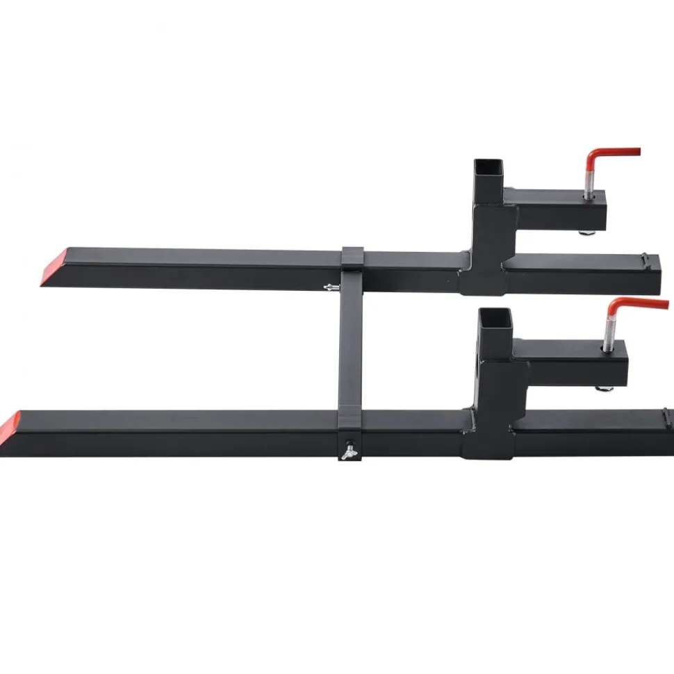 VEVOR Pallet Forks, 2000 lbs Clamp on Pallet Forks, 43-Inch Total Length Heavy-Duty Tractor Fork with Adjustable Stabilizer Bar for Tractor Attachments, Loader Bucket, and Skid Steer, Black