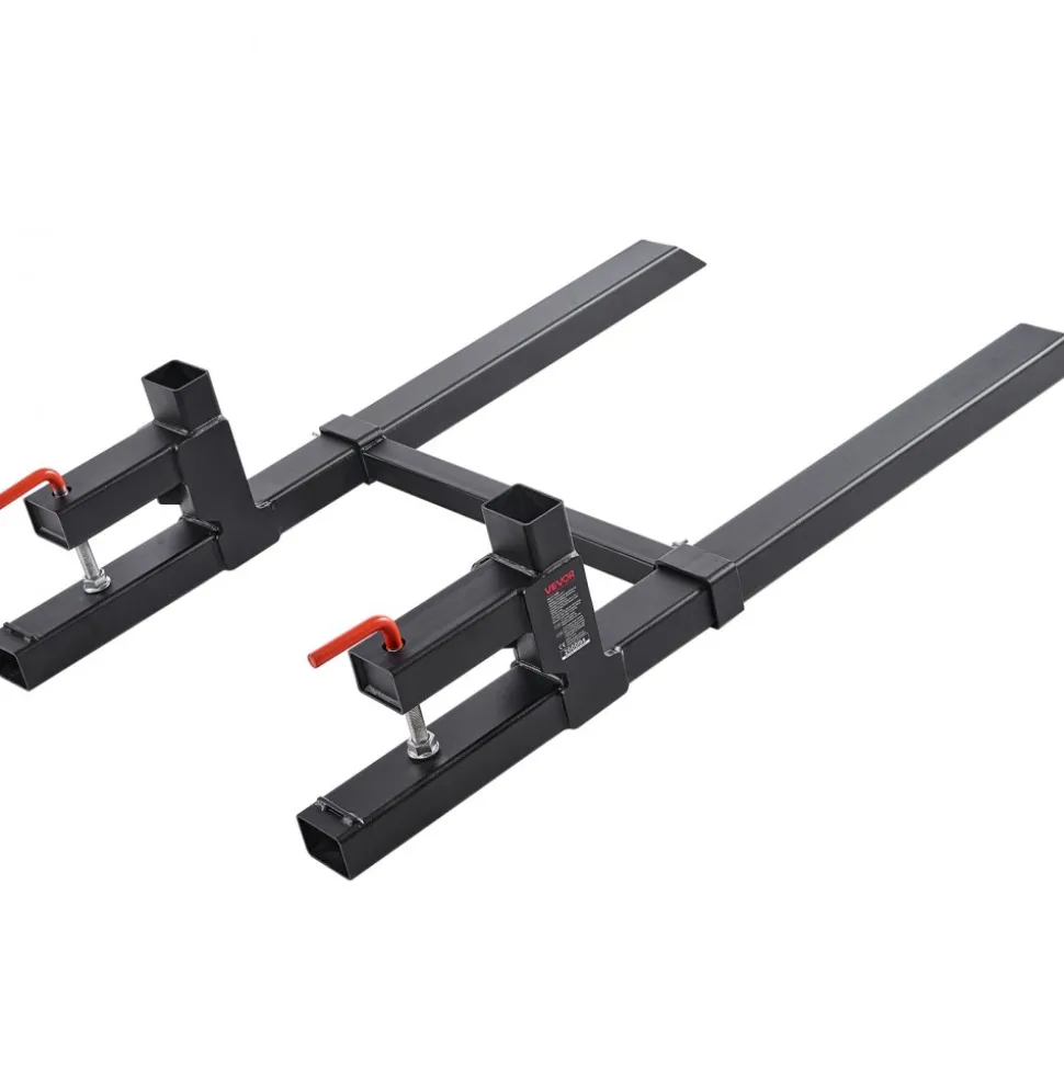 VEVOR Pallet Forks, 2000 lbs Clamp on Pallet Forks, 43-Inch Total Length Heavy-Duty Tractor Fork with Adjustable Stabilizer Bar for Tractor Attachments, Loader Bucket, and Skid Steer, Black