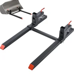 VEVOR Pallet Forks, 2000 lbs Clamp on Pallet Forks, 43-Inch Total Length Heavy-Duty Tractor Fork with Adjustable Stabilizer Bar for Tractor Attachments, Loader Bucket, and Skid Steer, Black