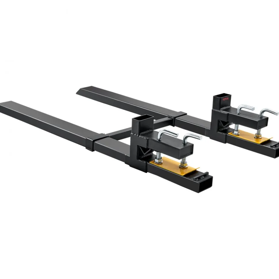 VEVOR Pallet Forks, 4000 lbs Clamp on Pallet Forks, 60" Total Length Heavy Duty Pallet Forks with Adjustable Stabilizer bar, Tractor Bucket Forks for Tractor Attachments, Skid Steer, Loader Bucket