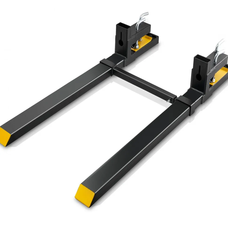 VEVOR Pallet Forks, 4000 lbs Clamp on Pallet Forks, 60" Total Length Heavy Duty Pallet Forks with Adjustable Stabilizer bar, Tractor Bucket Forks for Tractor Attachments, Skid Steer, Loader Bucket