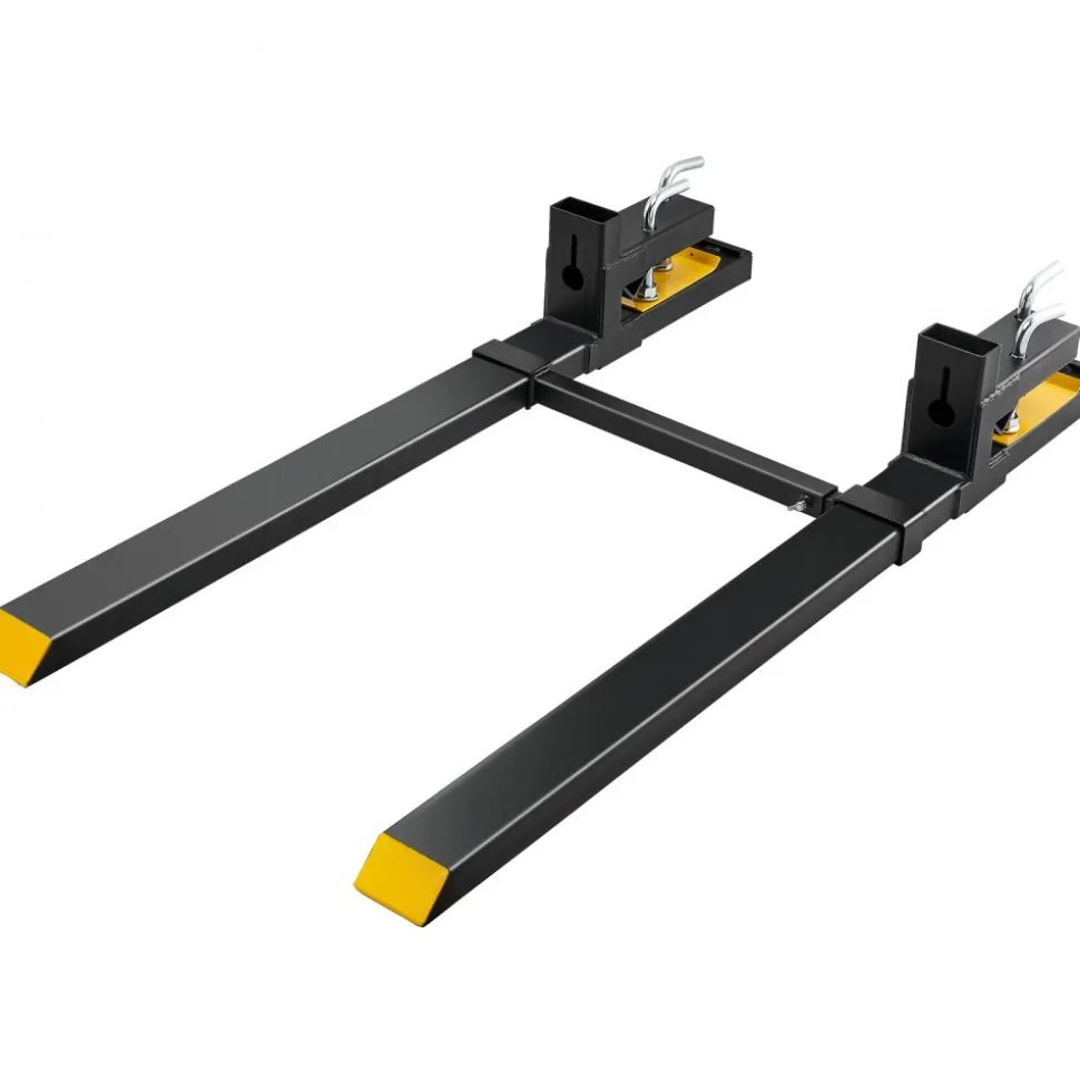 VEVOR Pallet Forks, 4000 lbs Clamp on Pallet Forks, 60" Total Length Heavy Duty Pallet Forks with Adjustable Stabilizer bar, Tractor Bucket Forks for Tractor Attachments, Skid Steer, Loader Bucket