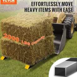 VEVOR Pallet Forks, 2000 lbs Clamp on Pallet Forks, 43" Total Length Tractor Bucket Forks with Adjustable Stabilizer bar, Heavy Duty Pallet Forks for Tractor Attachments, Skid Steer, Loader Bucket