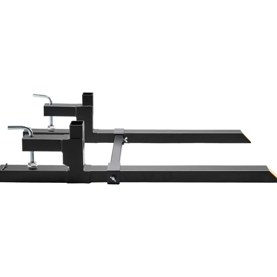 VEVOR Pallet Forks, 2000 lbs Clamp on Pallet Forks, 43" Total Length Tractor Bucket Forks with Adjustable Stabilizer bar, Heavy Duty Pallet Forks for Tractor Attachments, Skid Steer, Loader Bucket
