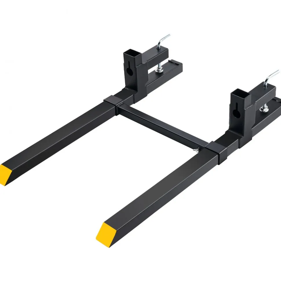 VEVOR Pallet Forks, 2000 lbs Clamp on Pallet Forks, 43" Total Length Tractor Bucket Forks with Adjustable Stabilizer bar, Heavy Duty Pallet Forks for Tractor Attachments, Skid Steer, Loader Bucket